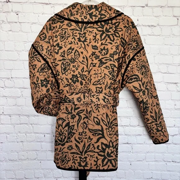 BAGATELLE Quilted Brown & Black Floral Belted Jacket--NWT--XL - Picture 2 of 16